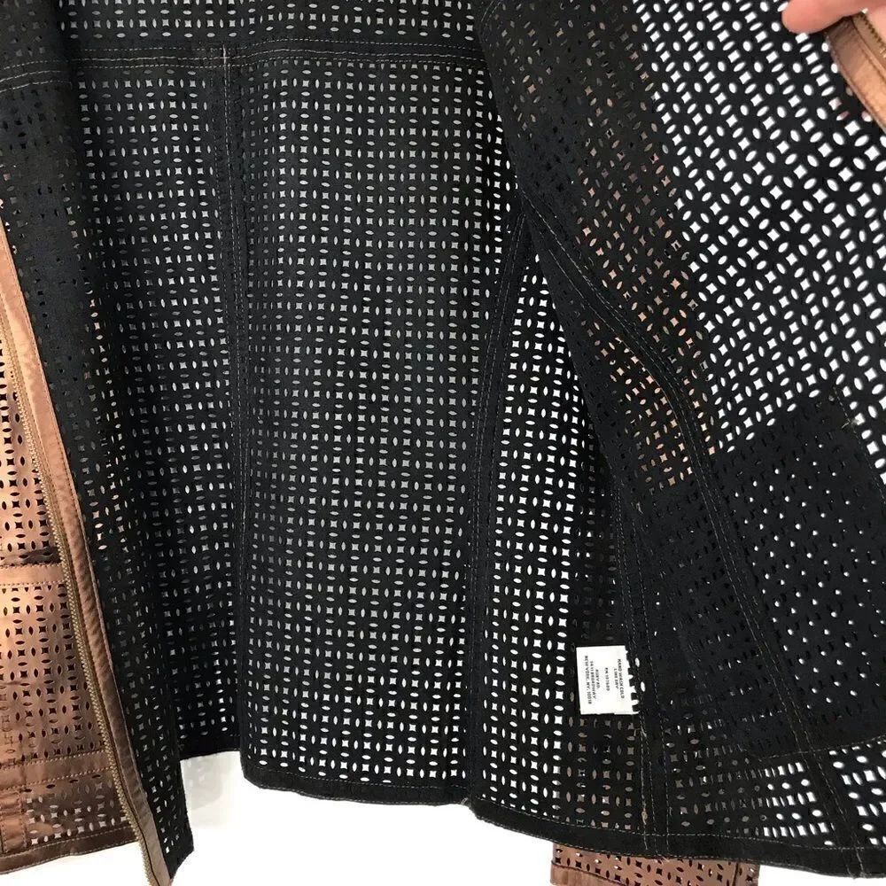 Ruby Rd. Metallic Bronze Laser Cut Lightweight Jacket - Picture 8 of 11